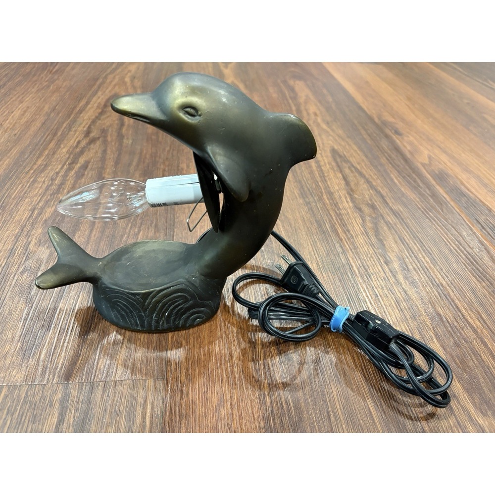 Vintage Nautical Dolphin Table Lamp‎ Light Tested Works